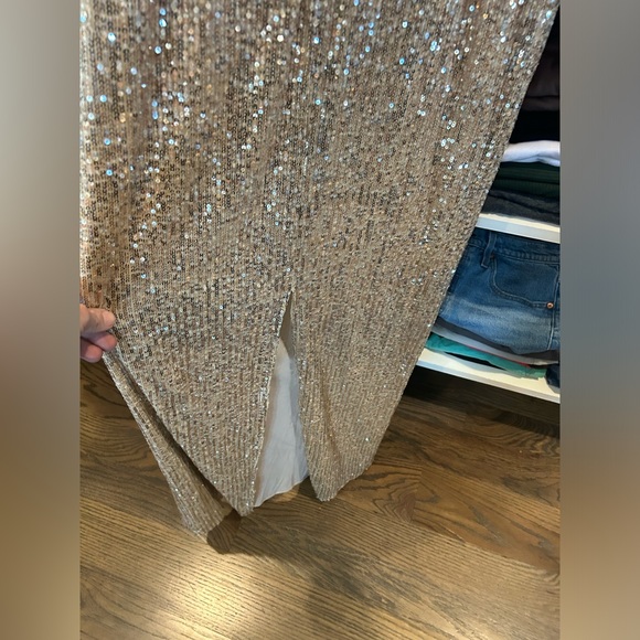 NWT Alex Evenings Sequin 3/4 Sleeve Column Back Split Gown Dress Sz 6 - Picture 5 of 6